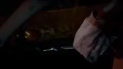 Sweet blonde on the highway. Sex in car