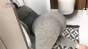 "Hey, Help Your Stepmom!" - Hot Milf Housewife In Tight Leggings with big ass Stuck In the Washer