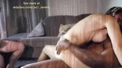 Hotwife makes cuckold husband suck BBC then makes him watch her ride bull's big cock
