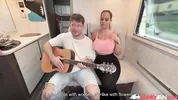 BangVan: Busty RV Driver Jennifer Mendez Picks Up HitchHiking Musician Michael Fly for a Ride