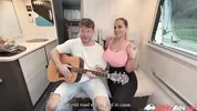 BangVan: Busty RV Driver Jennifer Mendez Picks Up HitchHiking Musician Michael Fly for a Ride