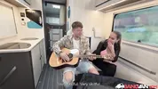 BangVan: Busty RV Driver Jennifer Mendez Picks Up HitchHiking Musician Michael Fly for a Ride