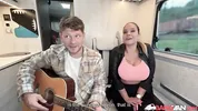 BangVan: Busty RV Driver Jennifer Mendez Picks Up HitchHiking Musician Michael Fly for a Ride