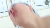 The couple is having very romantic sex; she licks a lollipop and then his balls.