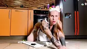 Busty Maid Gets Dirty with a Fuck Machine While Tidying Up