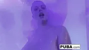 Sexy wrestler has some double toy action