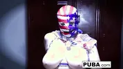 Sexy wrestler has some double toy action