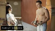 FAMILY SINNERS - Petite Stepsis Swallows Her Stepbrother’s Cock While The Parents Are Away
