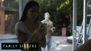 FAMILY SINNERS - Petite Stepsis Swallows Her Stepbrother’s Cock While The Parents Are Away