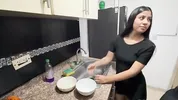 Hot stepsister gets fucked in the kitchen by her brother's big cock