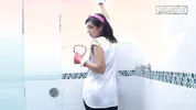 Big Ass Latina in Pink Gloves Gets Fucked Doggy in the Shower She Just Cleaned