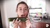 The maid fucks the vegetables. She cums in the kitchen.