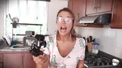 The maid fucks the vegetables. She cums in the kitchen.