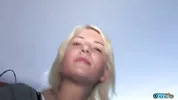 Busty babe plays with her clit while riding a cock