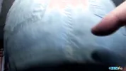 Busty babe plays with her clit while riding a cock