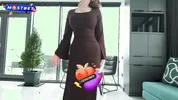 Busty Babe in a Dress Shows Off Big Natural Tits and Takes a Cumshot