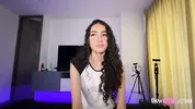 Beautiful 18-year-old Latina nervously records her first sextape for her profile.