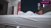 S1E4: Step mom uses step son's dick in share bed and pulled off condom to cum inside shaved pussy