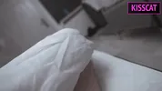 S1E4: Step mom uses step son's dick in share bed and pulled off condom to cum inside shaved pussy
