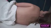 S1E4: Step mom uses step son's dick in share bed and pulled off condom to cum inside shaved pussy