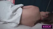 S1E4: Step mom uses step son's dick in share bed and pulled off condom to cum inside shaved pussy