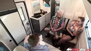 BangVan: Busty RV Driver Jennifer Mendez Caught Peeing by Real Muscled Lumberjack!