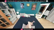 Hot blonde fuck doll Katrin Fox,plays with a big cock on the bed in VR.