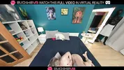 Hot blonde fuck doll Katrin Fox,plays with a big cock on the bed in VR.