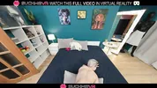 Hot blonde fuck doll Katrin Fox,plays with a big cock on the bed in VR.