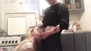DATEZONE - Amateur blonde blows and gets fucked doggystyle in the kitchen