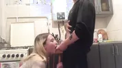 DATEZONE - Amateur blonde blows and gets fucked doggystyle in the kitchen