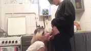 DATEZONE - Amateur blonde blows and gets fucked doggystyle in the kitchen