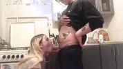 DATEZONE - Amateur blonde blows and gets fucked doggystyle in the kitchen