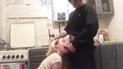 DATEZONE - Amateur blonde blows and gets fucked doggystyle in the kitchen