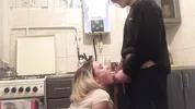 DATEZONE - Amateur blonde blows and gets fucked doggystyle in the kitchen