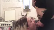 DATEZONE - Amateur blonde blows and gets fucked doggystyle in the kitchen