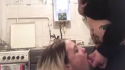 DATEZONE - Amateur blonde blows and gets fucked doggystyle in the kitchen