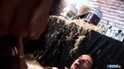 Curvy milfs nailed by two cowboys at a barn in a superb group sex action