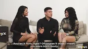 Naughty Latina stepsisters share their lucky guest’s big cock in the bedroom