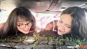 NastyClub - Naughty Vixi Rafi and MitzX get their engine fixed in outdoor threesome