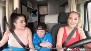 BangVan - Lost Hikers Picked Up by Very Busty RV Driver Jennifer Mendez