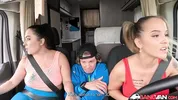 BangVan - Lost Hikers Picked Up by Very Busty RV Driver Jennifer Mendez