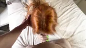 Redhead slut really likes anal and then eats cum from her ass