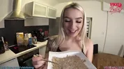 Cornflakes with milk? I’d rather lick, fuck, and have cum in my horny pussy