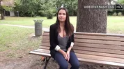 cute 19 year Burnette with big boobs does porn casting