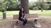 cute 19 year Burnette with big boobs does porn casting