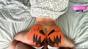 The local slut gets fucked by the whole town on Halloween