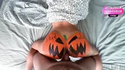 The local slut gets fucked by the whole town on Halloween