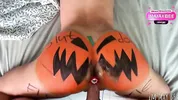 The local slut gets fucked by the whole town on Halloween