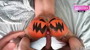 The local slut gets fucked by the whole town on Halloween